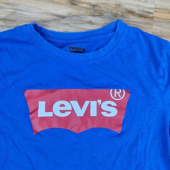 🔹️🔺️Levi's Prince Blue Classic Batwing Graphic Logo Top Youth Large - Picture 3 of 10